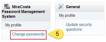 Change Passwords Link