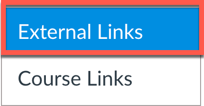 Under Links button, “External Links” is highlighted.