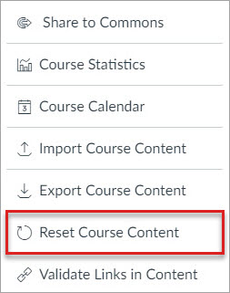 Reset Course Content