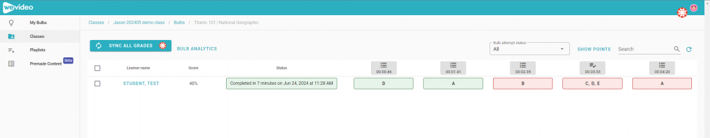 Sync All Grades button within WeVideo