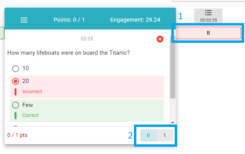 Points page within WeVideo